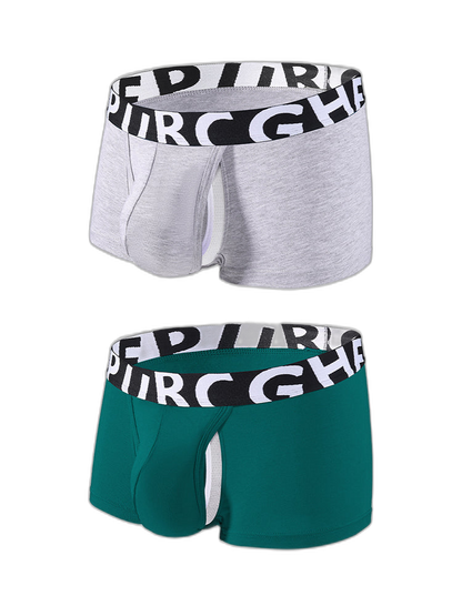 2 Pack Men's Separated Pouch Side Vent Design Trunks