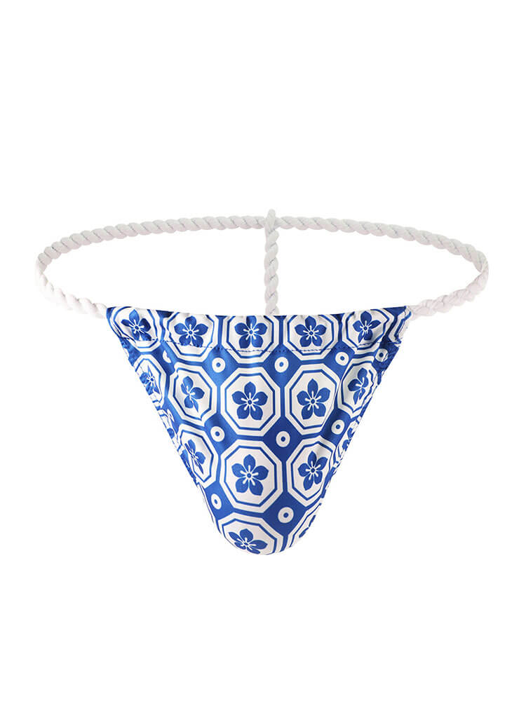 Men's Japanese-Style Printed Low-Rise String Thong