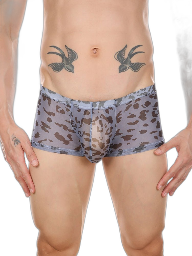 4 Pack Leopard Print See-through Mesh Trunks