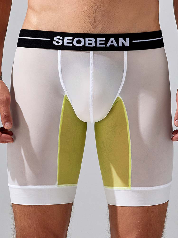 Men's Colorblock Long Nylon Boxer Briefs
