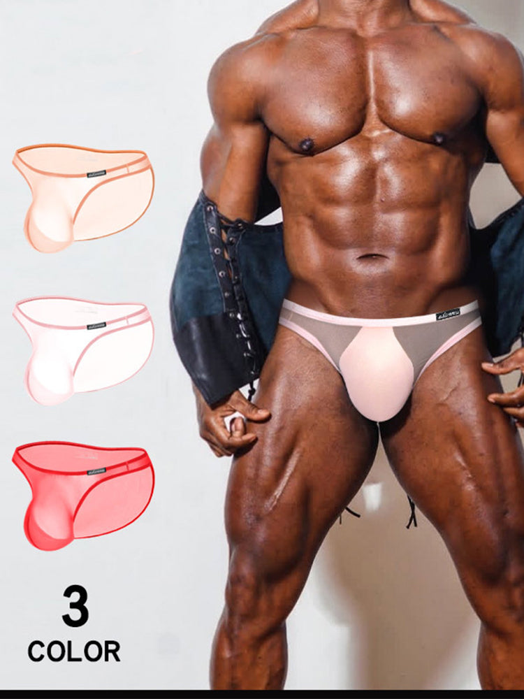 Men's Sheer Low-Rise Bikini with Contoured Pouch