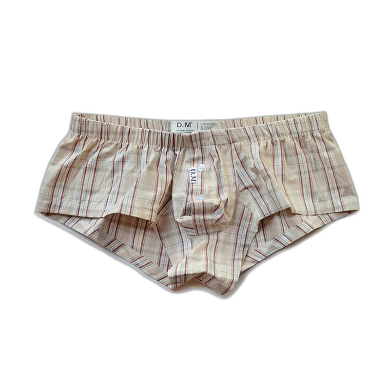 D.M. Low Rise Sexy Plaid Home Boxer Briefs