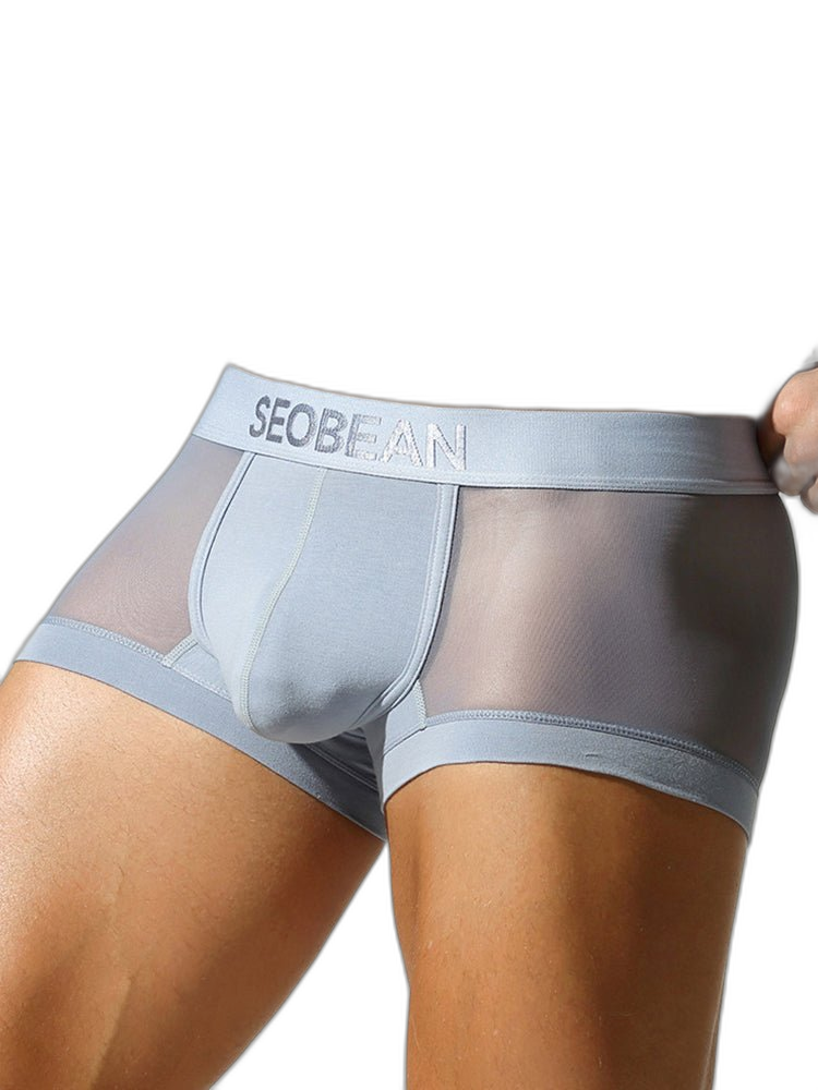2 Pack Men's Stay-Put Fit Lightweight & Airy Solid Color Semi-Transparent Trunks
