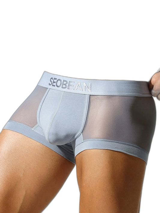 2 Pack Men's Stay-Put Fit Lightweight & Airy Solid Color Semi-Transparent Trunks