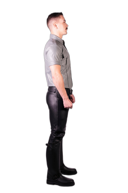 Prowler RED Leather Slim Fit Police Shirt Grey