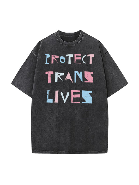 Washed Protect Trans Lives Print Cotton T-shirt