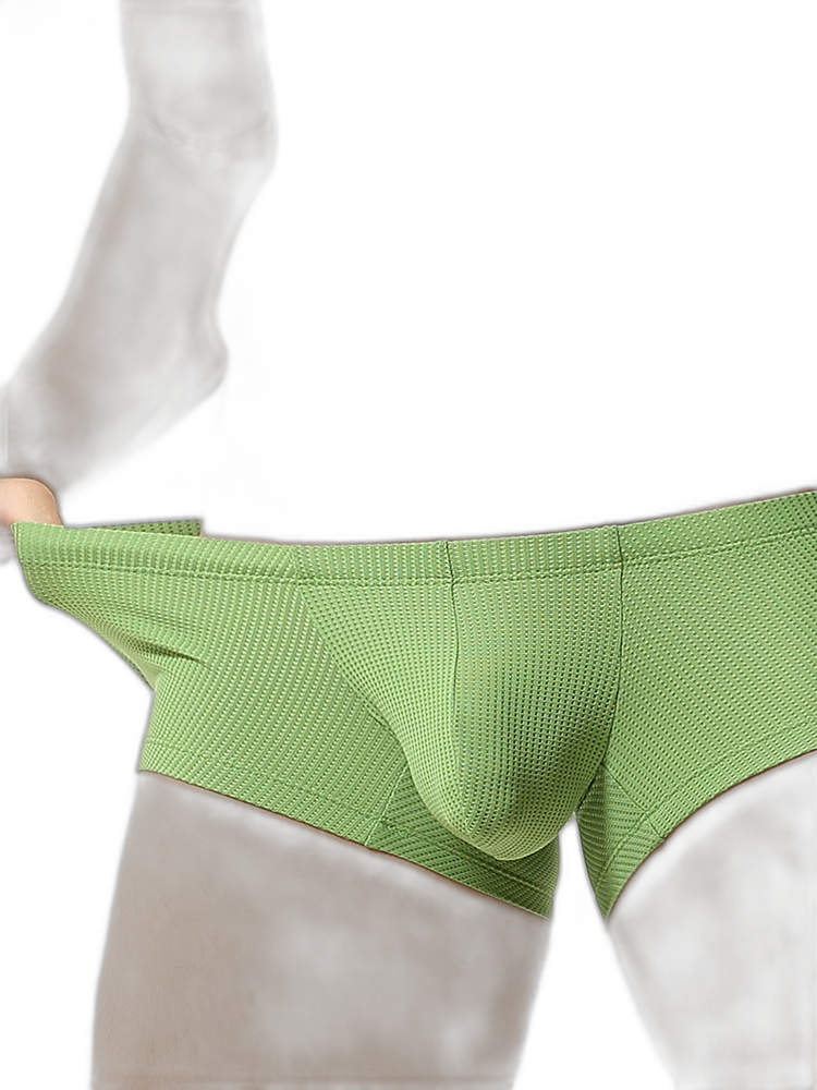 2 Pack Men's Sexy Short Legs Trunks With Large Pouch