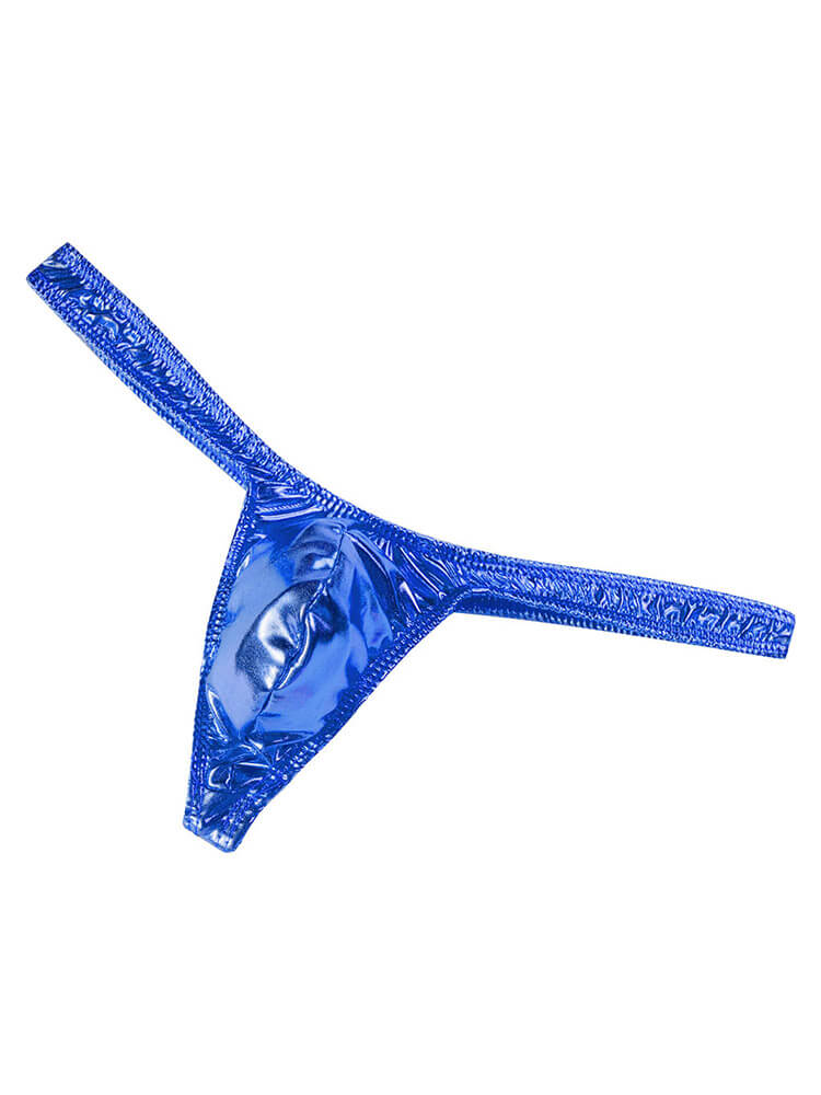 Men's Sexy Shiny Solid Faux Leather Thong