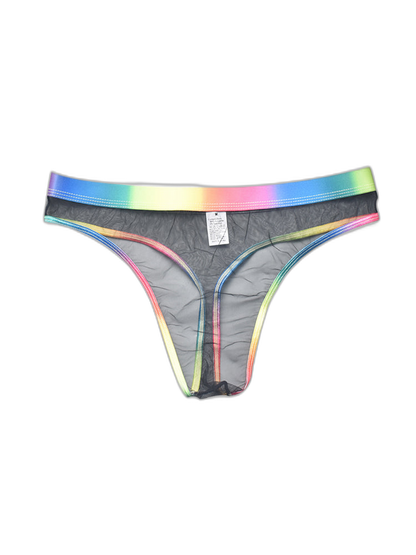 3-pack Men's Rainbow Trim Sheer Mesh Thong