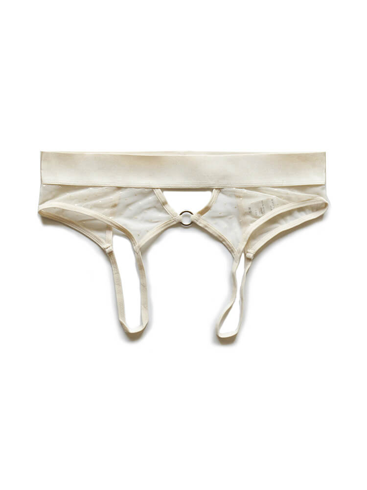 D.M Men's Sexy Low-Rise Sheer Mesh Double Thong