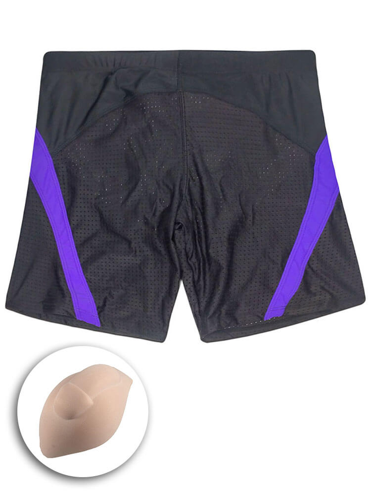 Men's Color-Block Brief Liner Mesh Swim Trunks