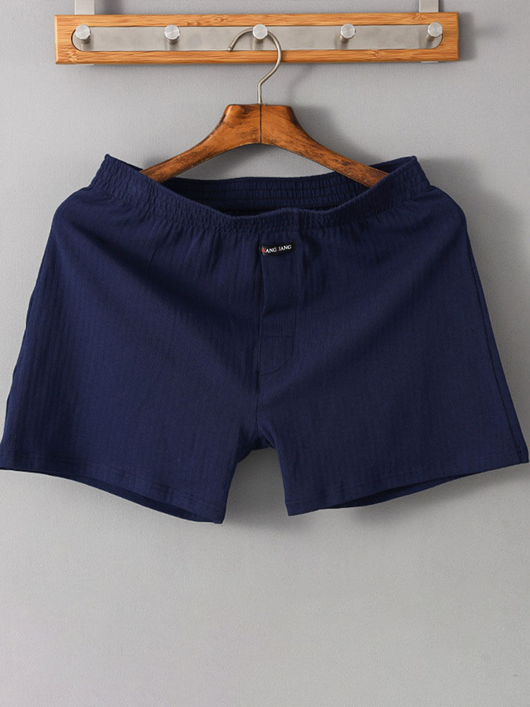 Men's Solid Color Loose Breathable Cotton Boxer Briefs