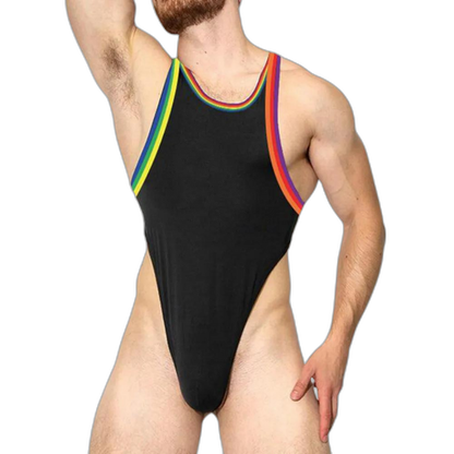 Rainbow Stripe Stretch Thong Bodysuit