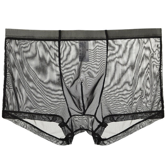 Mid Waist Mesh Sexy Pouch Bag Boxers