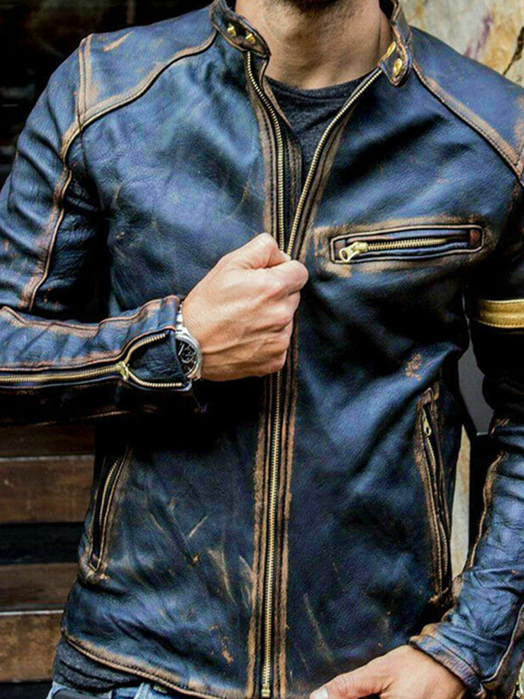 Brown Handmade Distressed Biker Leather Jacket