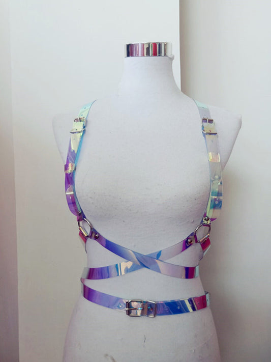 Pvc Colorful Punk Style Detachable Harness Strap Belt