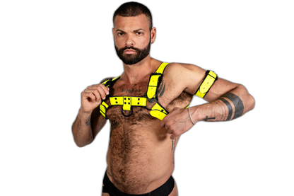 ruff GEAR Bold Leather Bulldog Harness Neon Yellow