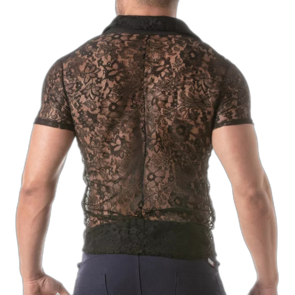 TOF Paris Lace Short Sleeve Shirt Black