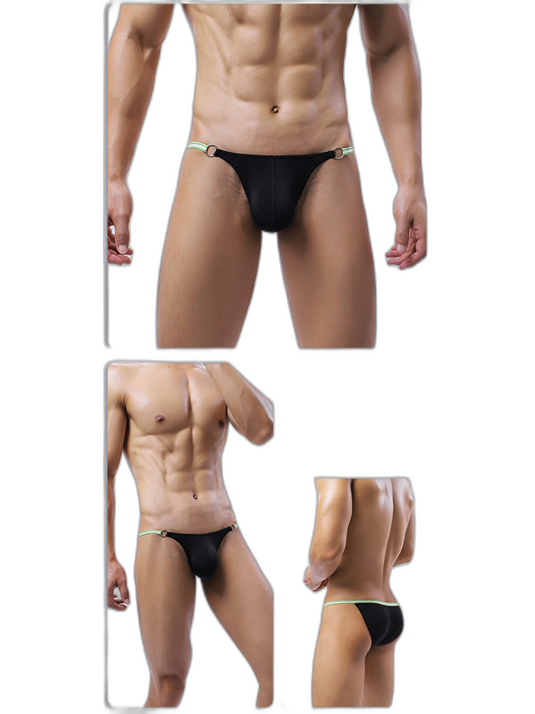 3 Pack Men's Sexy Low-Rise Bikini with Metal Ring