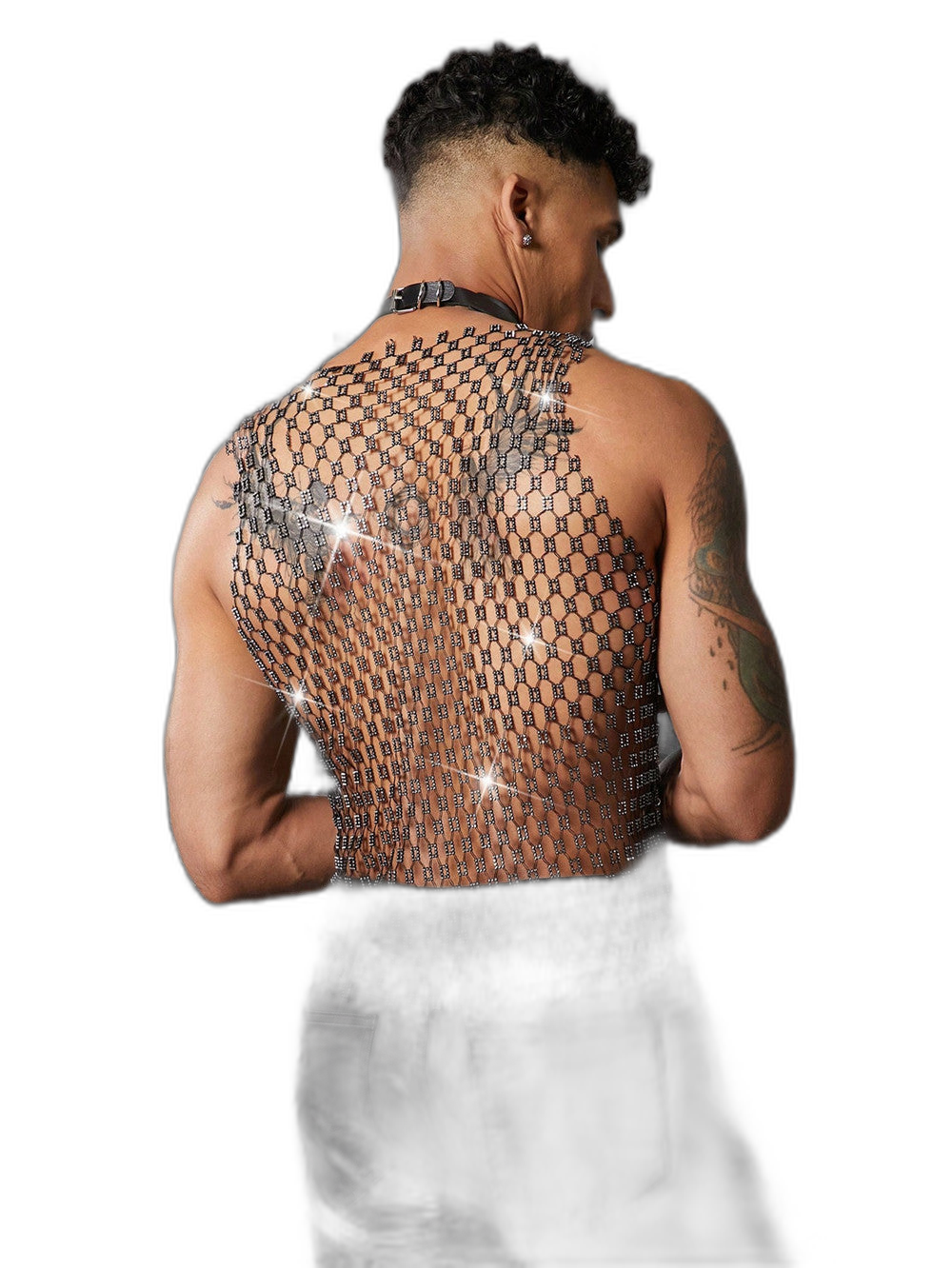 Mirror Sequin Rhinestone Mesh Tank