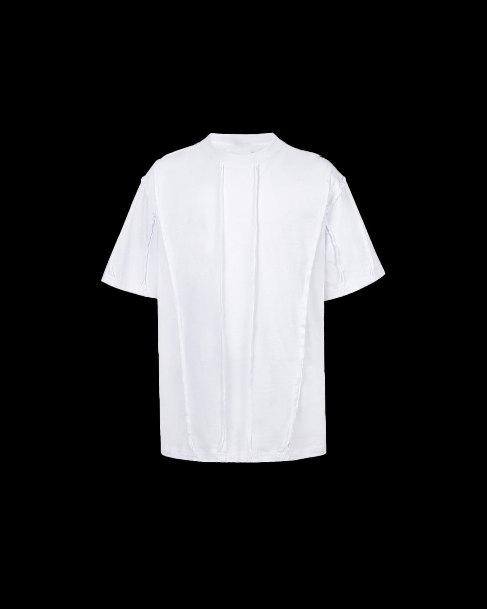 Vertical Raw Seam Washed Crew Neck T-shirt