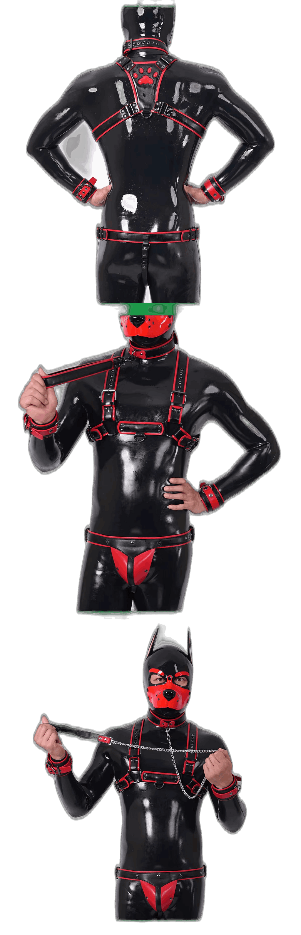 Furrjoi Harness, Cuff, Collar, Lead Underwear Bundle Black