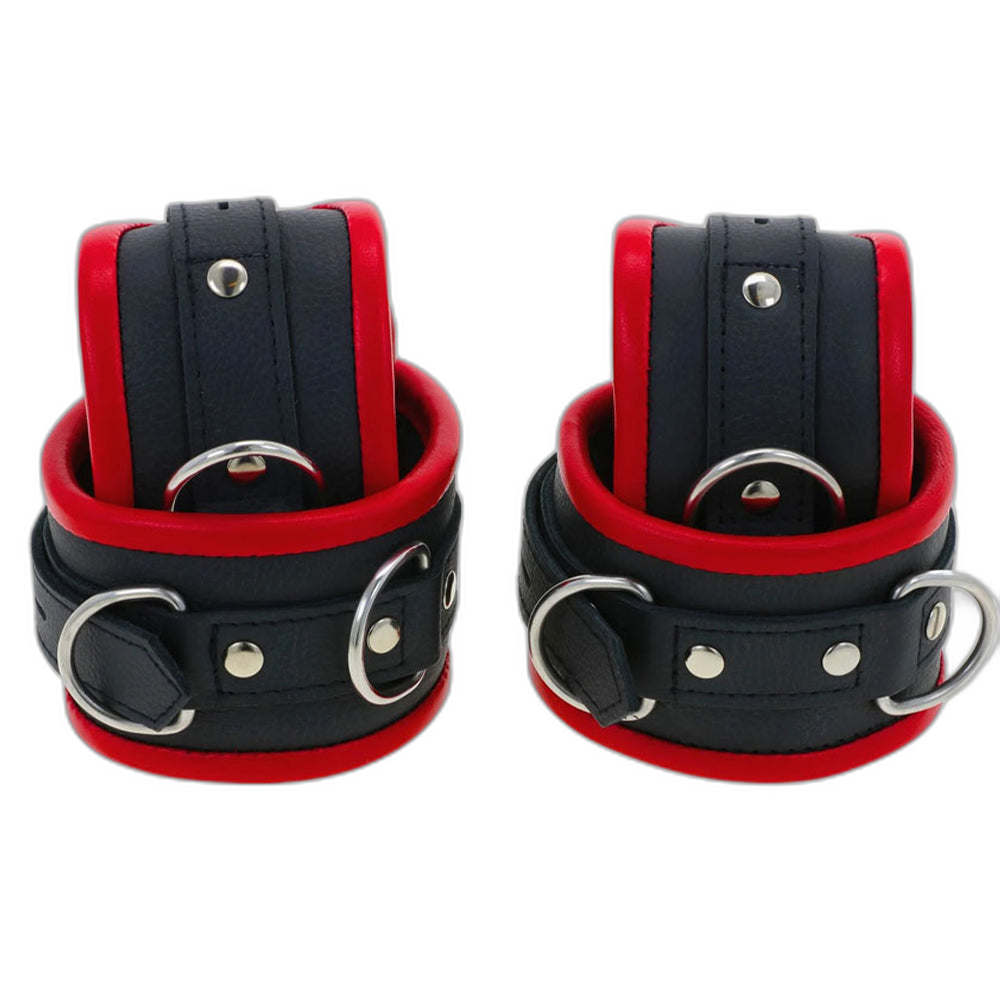 ruff GEAR Premium Leather Restraints 4 Piece Set Red