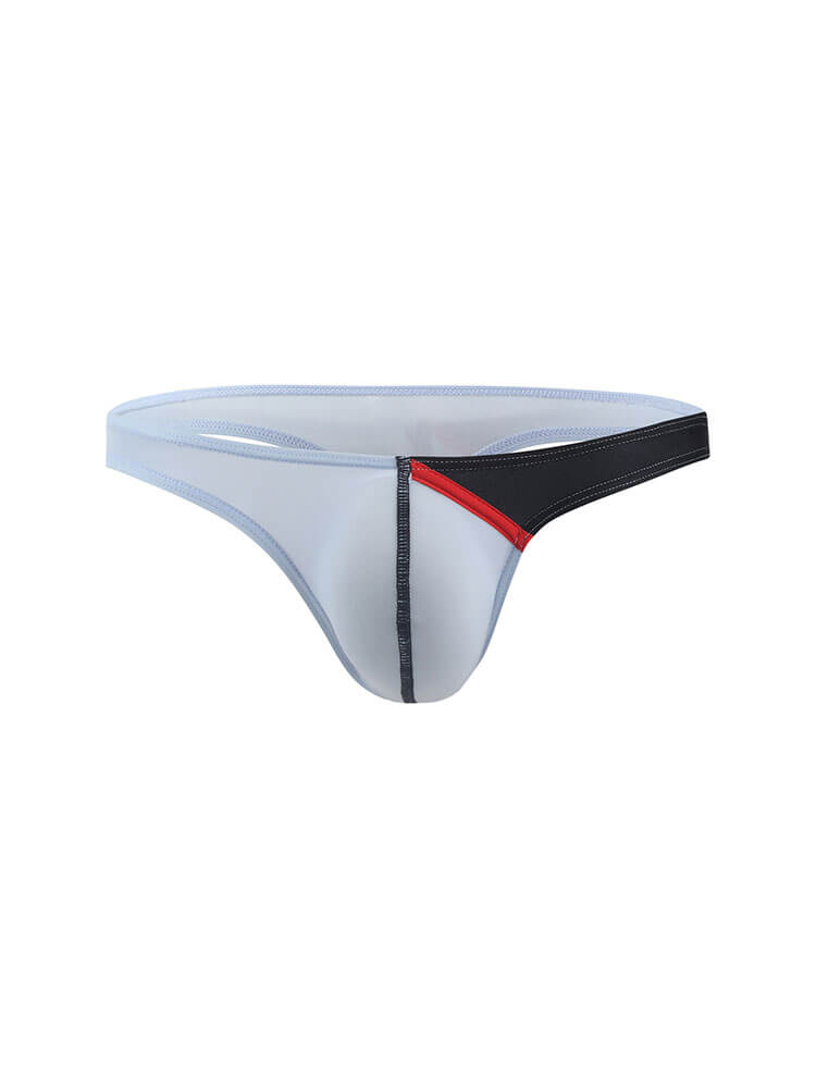 Men's Sexy Low-Rise Color-Block Ice Silk Thong