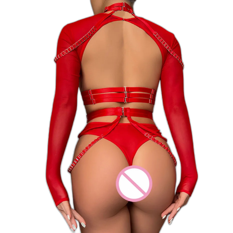 Unsubtle Temptress Bondage Bodysuit Set