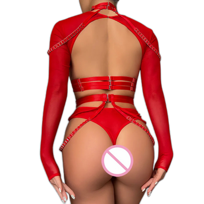Unsubtle Temptress Bondage Bodysuit Set