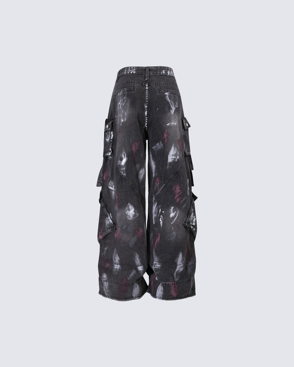 Deconstructed Graffiti Strap Cargo Jeans