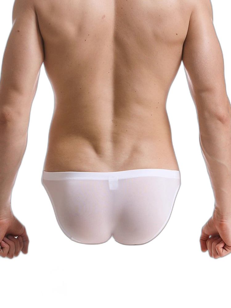 Men's Low Waist Ice Silk Transparent Seamless Briefs