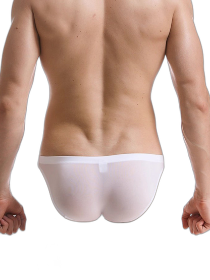 Men's Low Waist Ice Silk Transparent Seamless Briefs