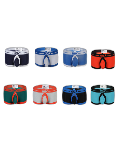 2 Pack Men's Large Pouch Back Opening Sexy Trunks