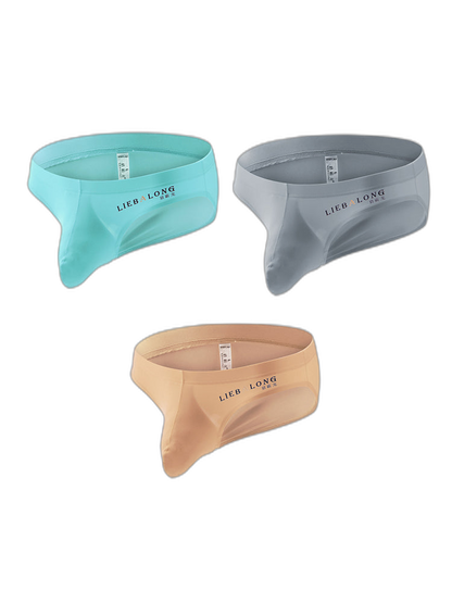 3 Packs of Men's Ice Silk Seamless Convex Pouch Briefs