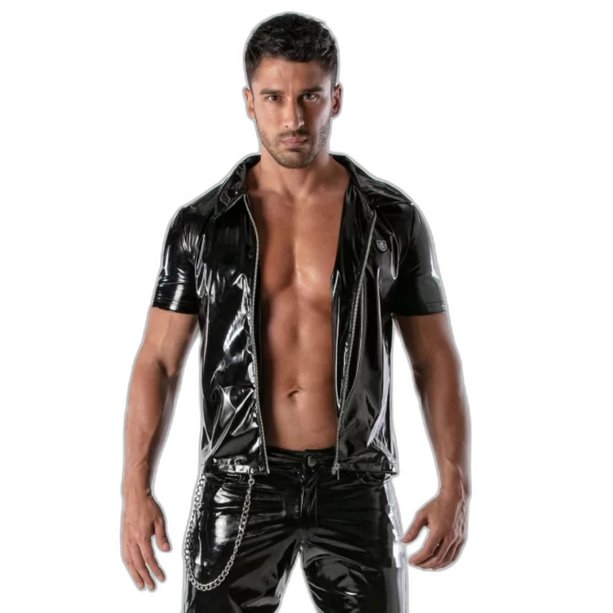 TOF Paris Vinyl Zip Shirt Black