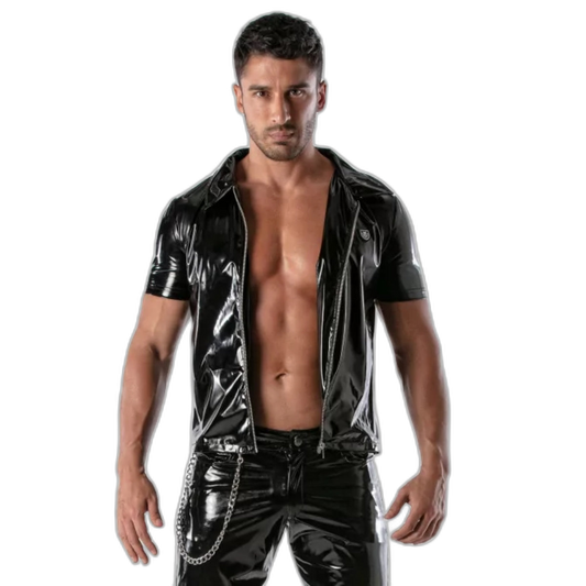 TOF Paris Vinyl Zip Shirt Black