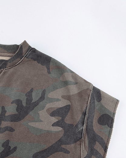 Graffiti Camo Sleeveless Oversized T-Shirt