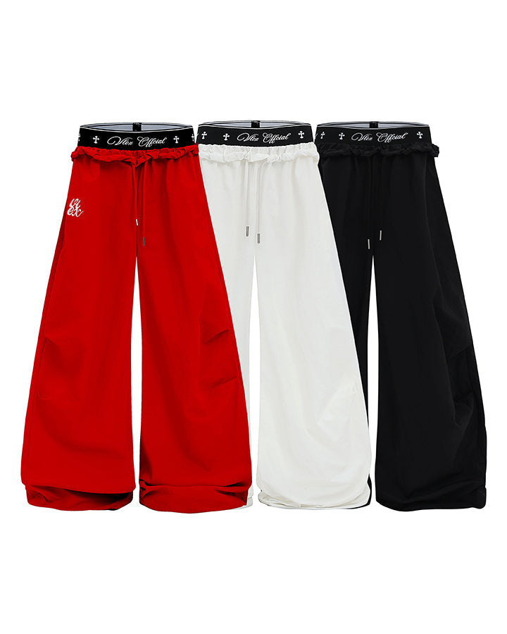 KIIKIO Retro Cross-Waistband Parachute Pants
