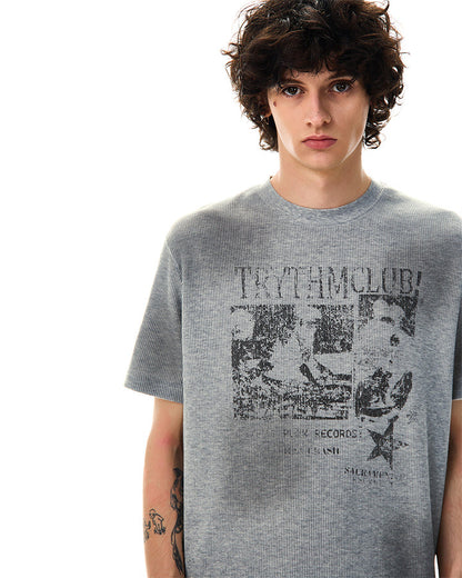 Waffle New Texture Vintage Washed Short T-Shirt