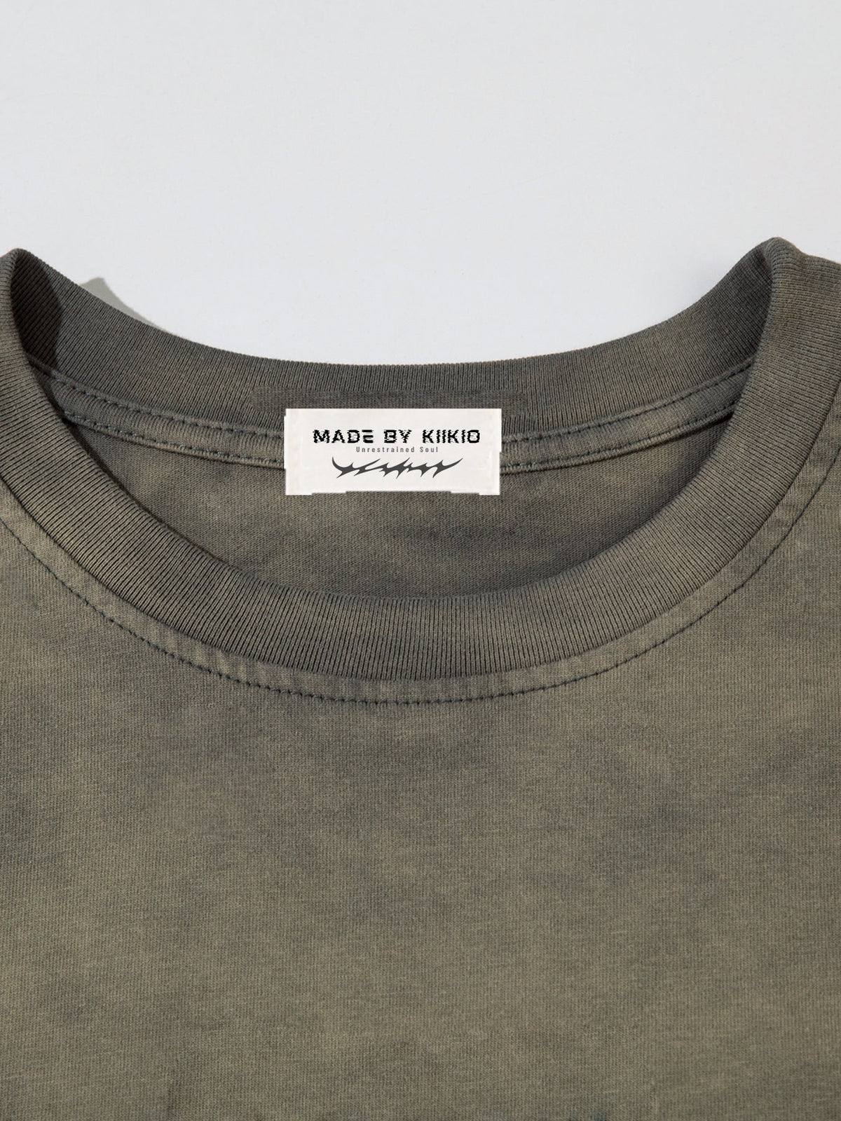 American-Style Distressed Washed Thorn Print Short-Sleeved T-Shirt