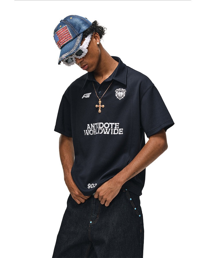 KIIKIO High Street Distressed Graphic Collared Tee
