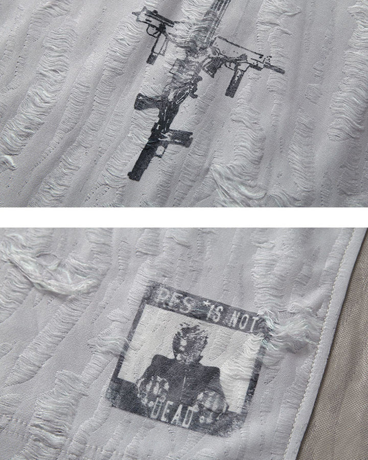 Wasteland Deconstructed Distressed Short Sleeve Tee New