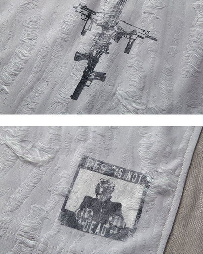 Wasteland Deconstructed Distressed Short Sleeve Tee New