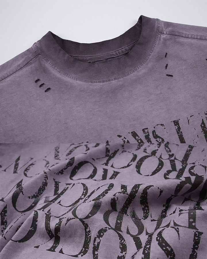 KIIKIO Vintage Washed Raw-Edge Graphic Tee