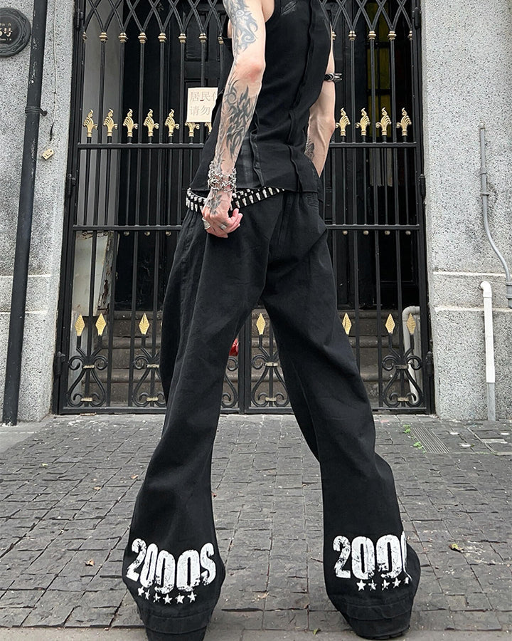 KIIKIO Y2K Graphic Flared Slim Fit Pants