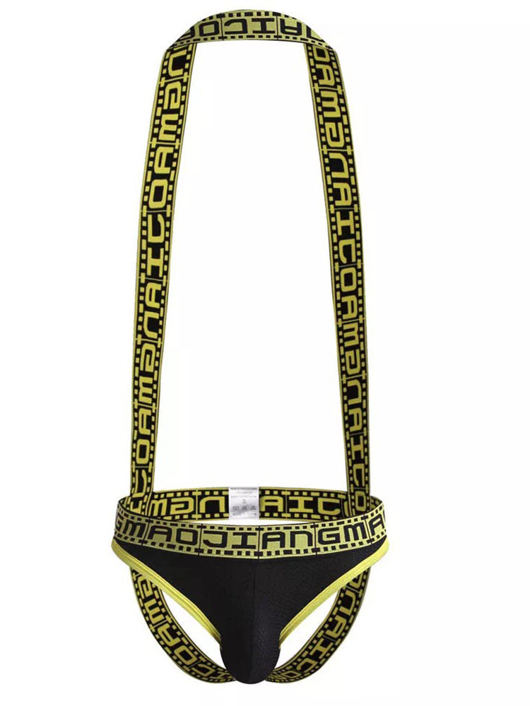 Men's Sexy Mesh U-convex Large Pouch Breathable Vest One-piece Suspender T-back