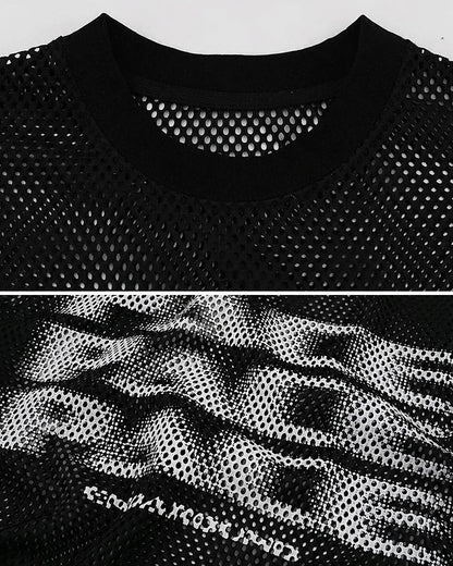 Y2K Racing Graphic Mesh New Short Sleeve Tee