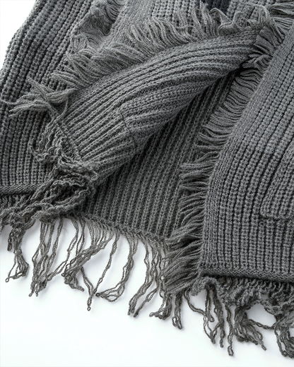 Distressed Knit Open-Front Cardigan
