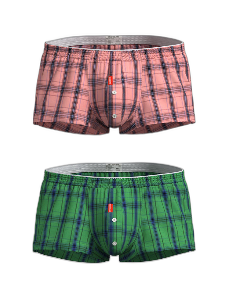 2 Pack Men's Supportive Large Pouch Odor-Resistant Antibacterial Seamless Boxer Shorts